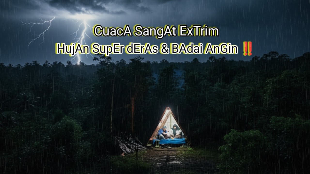 CAMPING HUJAN DERAS DAN CUACA EXTRIM - ISTRI SAMPE KETAKUTAN !! - ASMR - RAIN