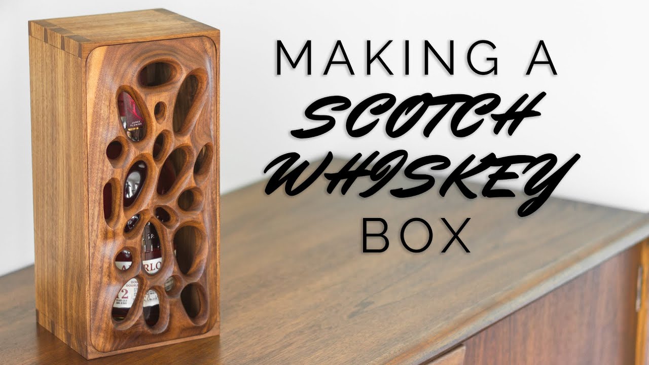 Unique Dovetailed Scotch Whiskey box with hand carved lid // Craftsman doing woodworking