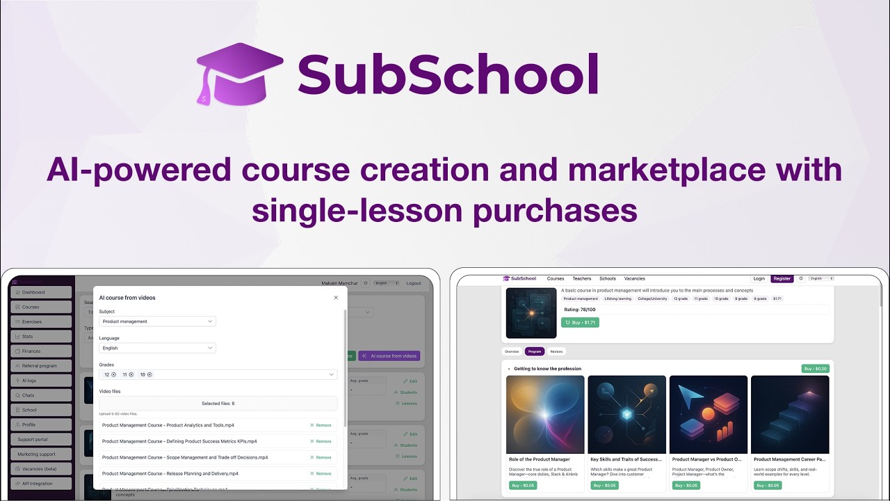 Overview of a new platform for creating courses - SubSchool