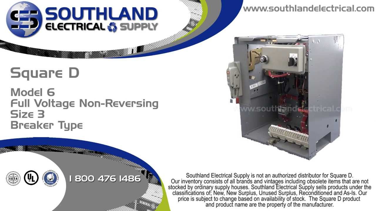 Square D Model 6, Full Voltage Non-Reversing, Nema Size 3, Breaker Motor Control Bucket