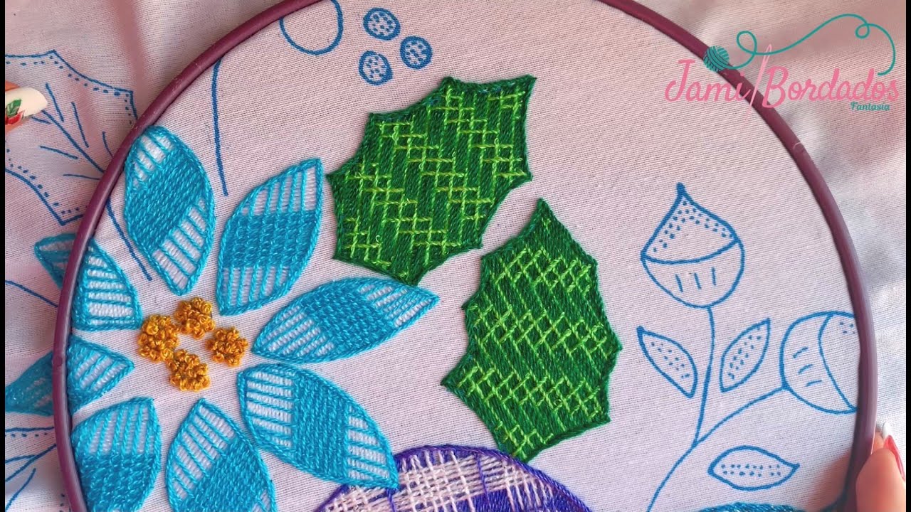 135. Bordado Fantasía Hoja 15 / Hand Embroidery Leaf 🍃 with Fantasy Stitch