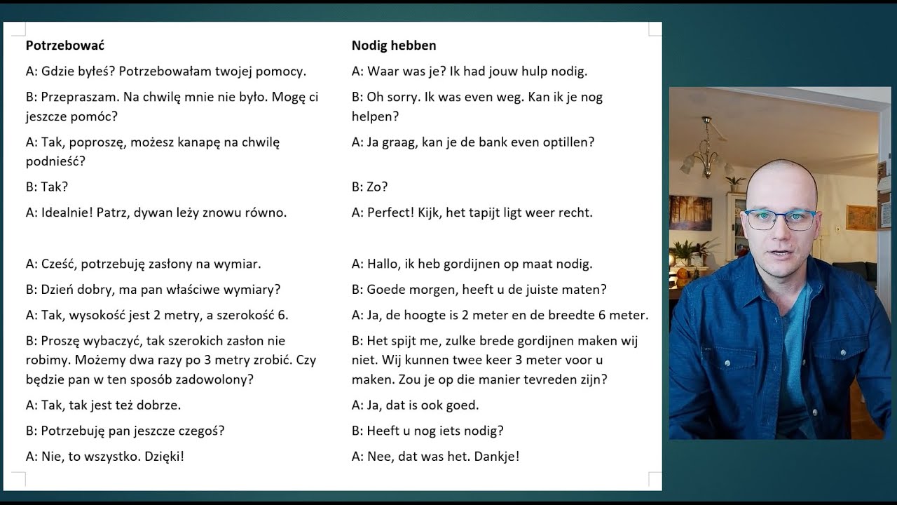 Potrzebować #2 - Nodig hebben #2. Nauka. Polski-Niderlandzki. Porównanie, czytanie i analiza tekstu.