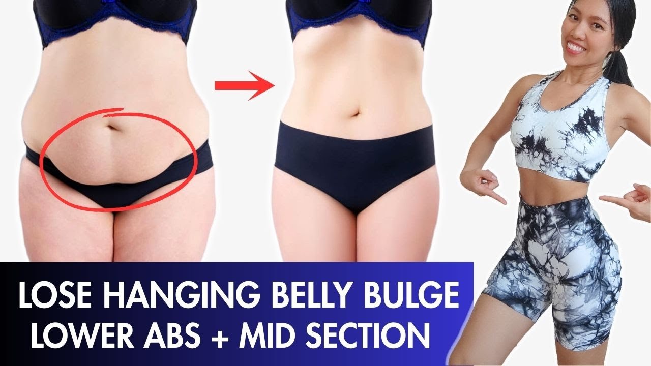 Lose hanging lower belly standing workout, tighten mid-section, low impact no jumping / squats