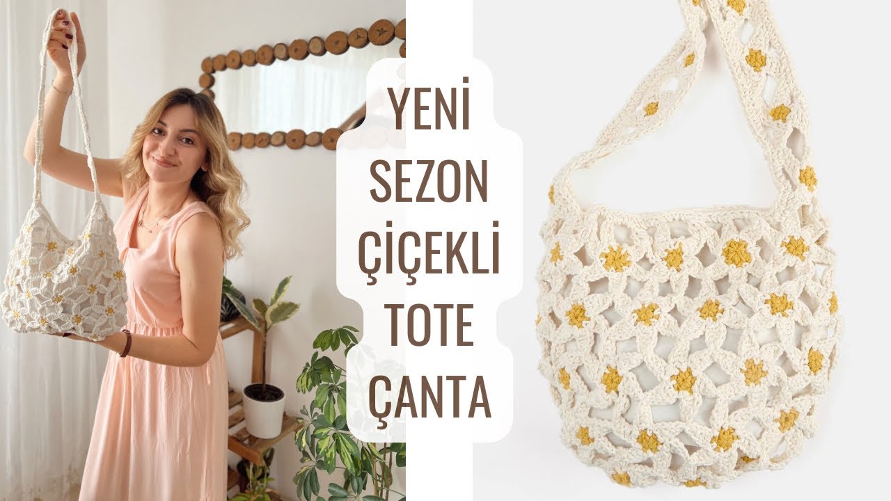 ÜNLÜ MARKANIN ÇİÇEKLİ ÖRGÜ ÇANTA YAPILIŞI 🌸 ÖRGÜ KOLAY  ÇANTA YAPIMI #crochetbag