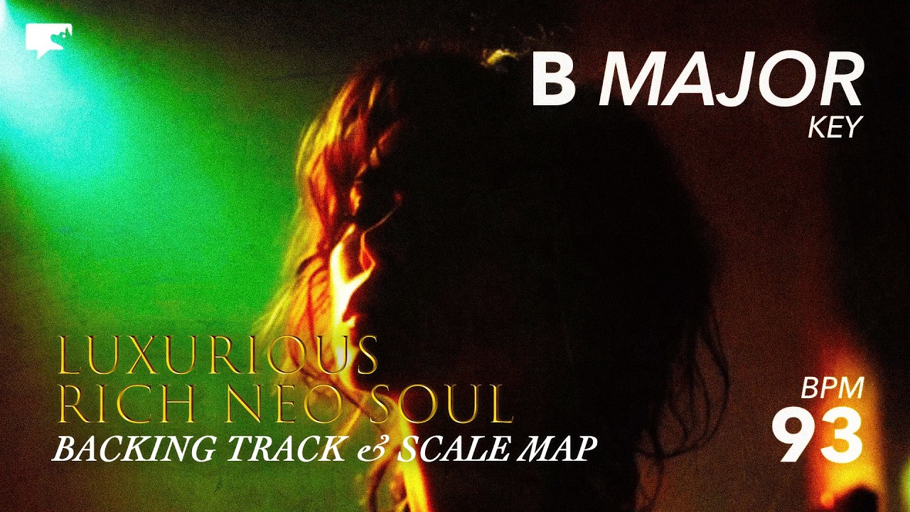 [B Major] Neo-Soul Blues Backing Track | Luxurious Rich Tone + Scale Map (93 BPM)