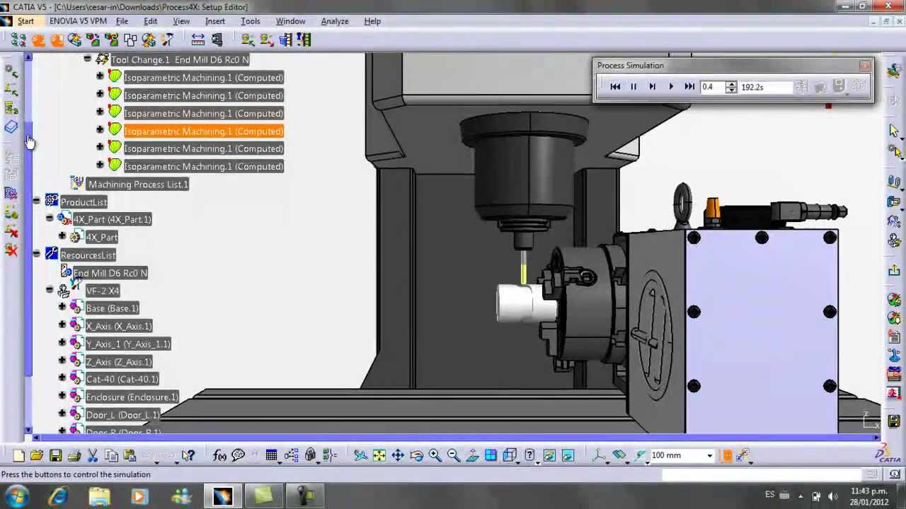 CATIA V5 4TH AXIS CNC SIMULATION HAAS VF-2