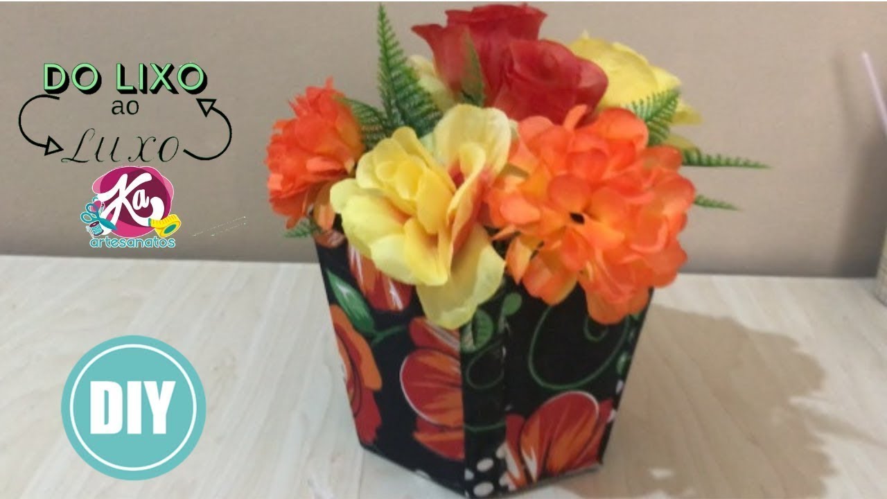 Do Lixo ao Luxo Como Fazer Vaso com Papelão - Artesanato DIY