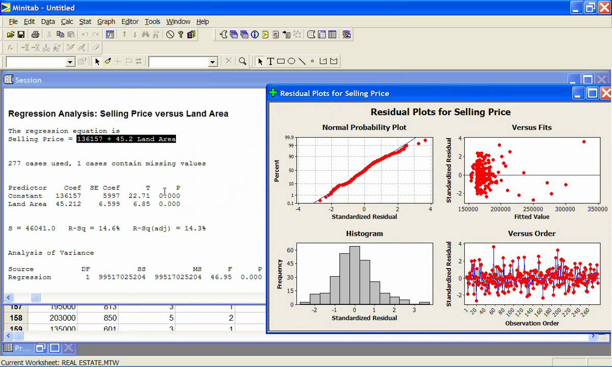 Minitab - Simple Linear Regression