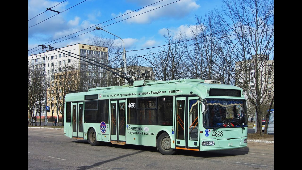 Минск, поездка в троллейбусе БКМ-321, парк.№ 4698, марш.38 (27.05.2025)