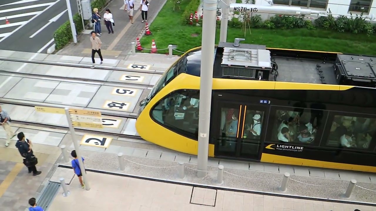 宇都宮ライトレール 信号待ちとミュージックホーン(画面揺れ注意)