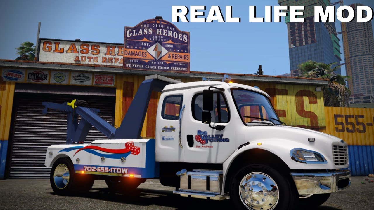 Towing Vehicle in Grand Theft Auto 5 - Real Life Mod #trucking