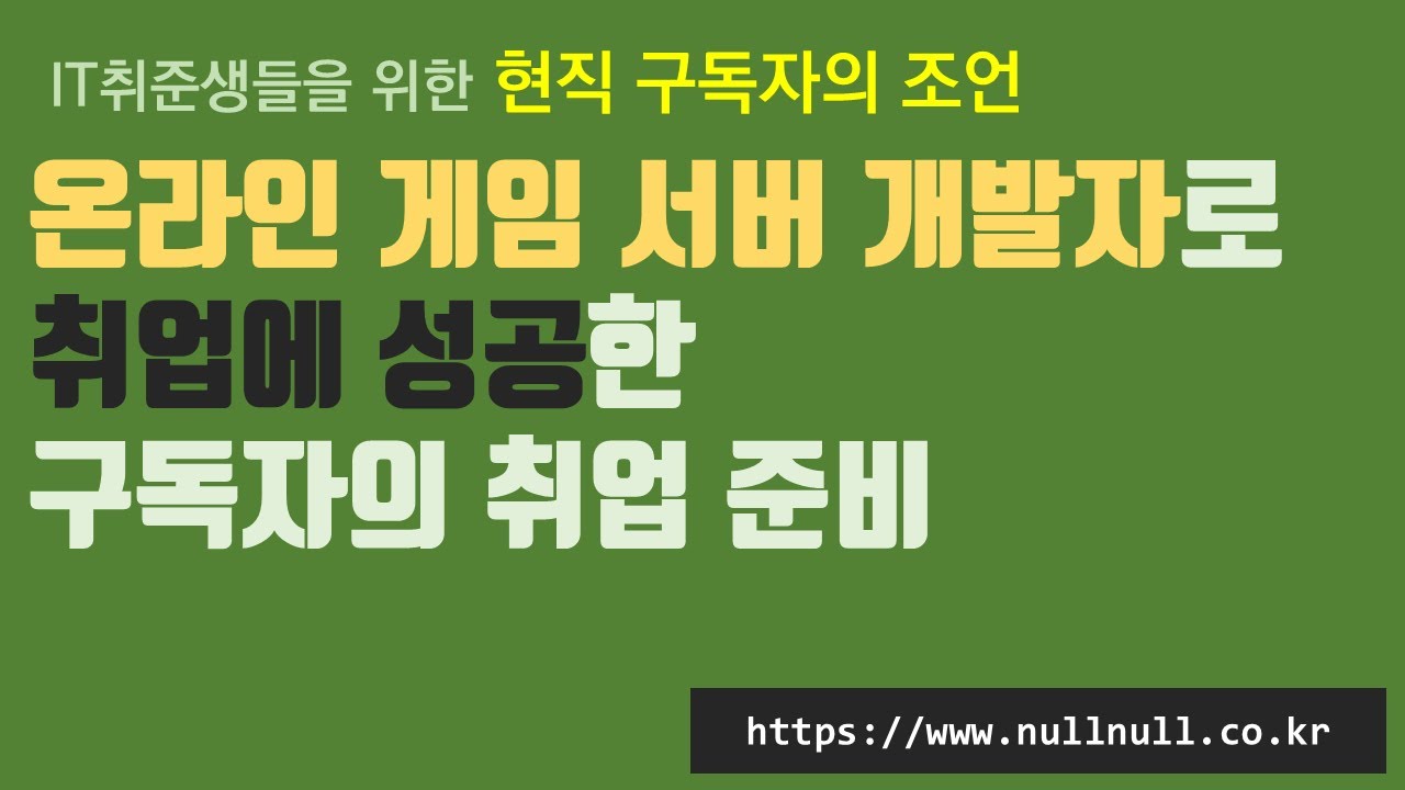 온라인 게임 서버 개발자로 취업에 성공한 구독자의 취업 준비