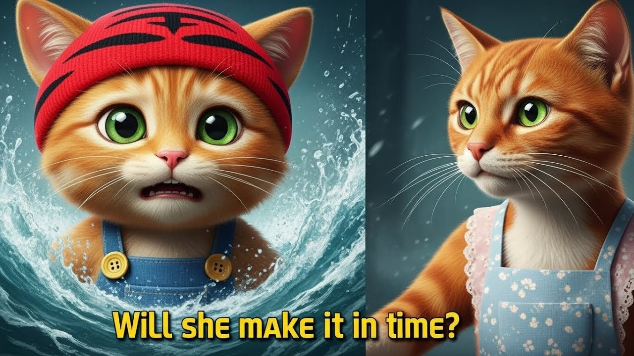 Mama Cat Risks Her Life In Raging Flood To Save Her Kitten | Heartwarming Story