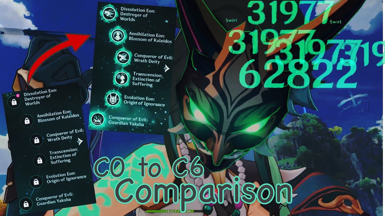 Comparing C0 Xiao from C1 to C6  | Genshin Impact