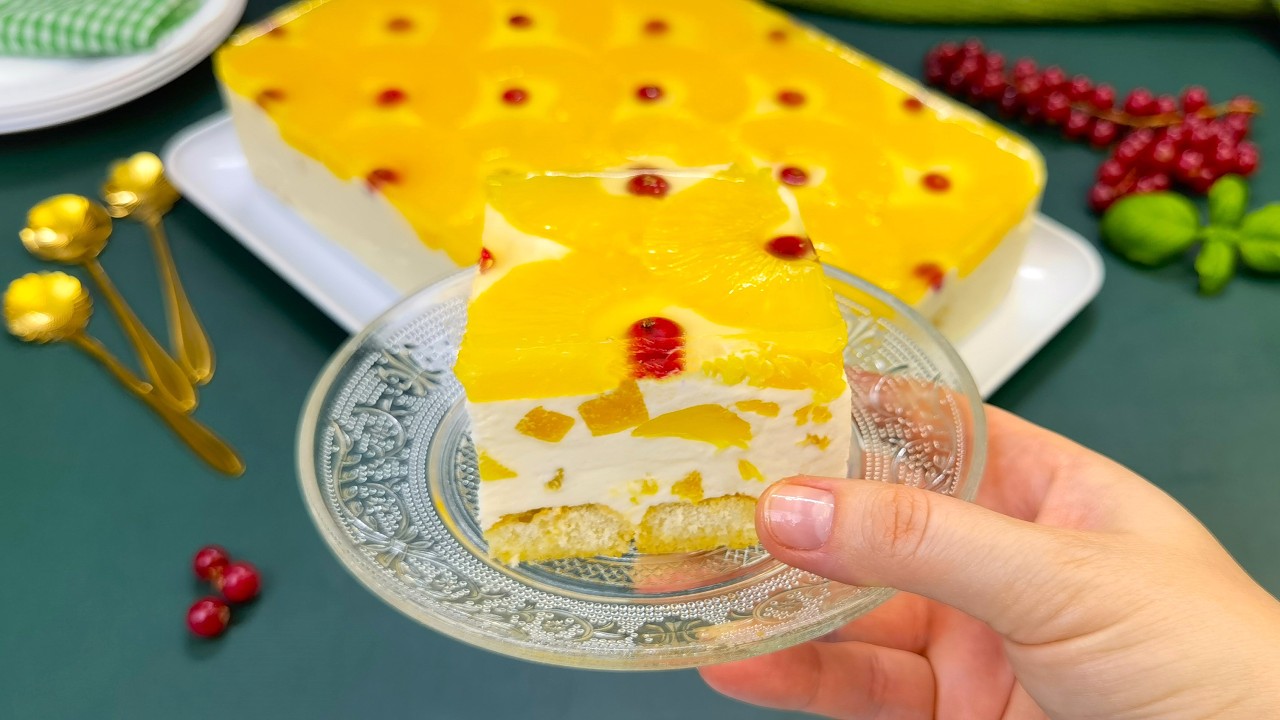 In 40 de min, faci o tava mare! Tort sau prajitura fara coacere cu ananas si mascarpone!