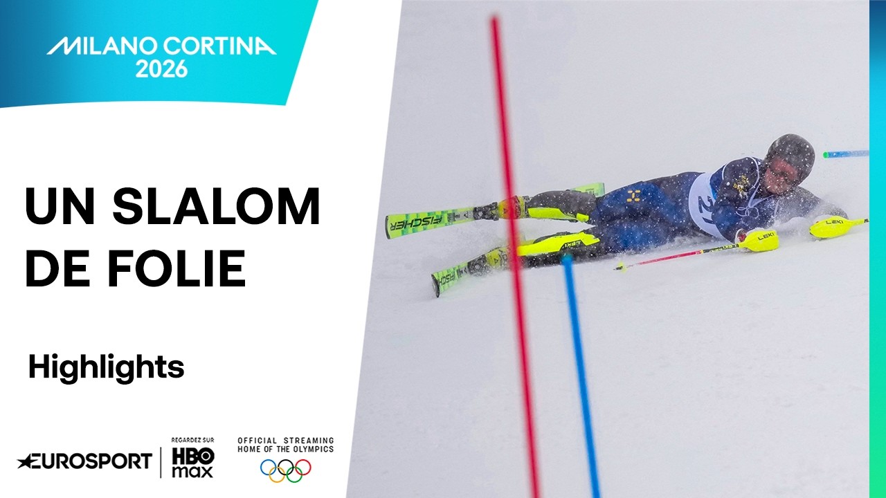 JO 2026 - Des SORTIES DE PISTE dans tous les sens en 1ère manche du SLALOM, Clément Noël dans le dur