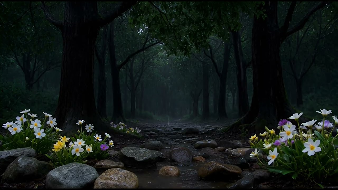 Heavy rain on the flower