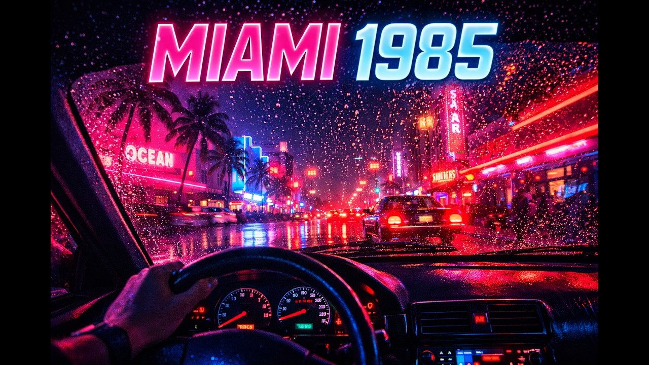 POV  You're in Miami 1985 Driving at Night