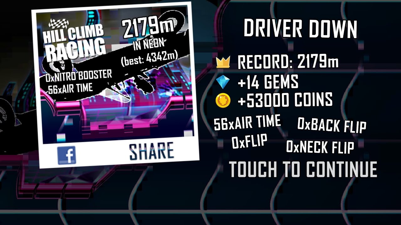 Hill Climb Racing 1.66.0 (120 fps): Lowrider + Neon 2179m (full run)