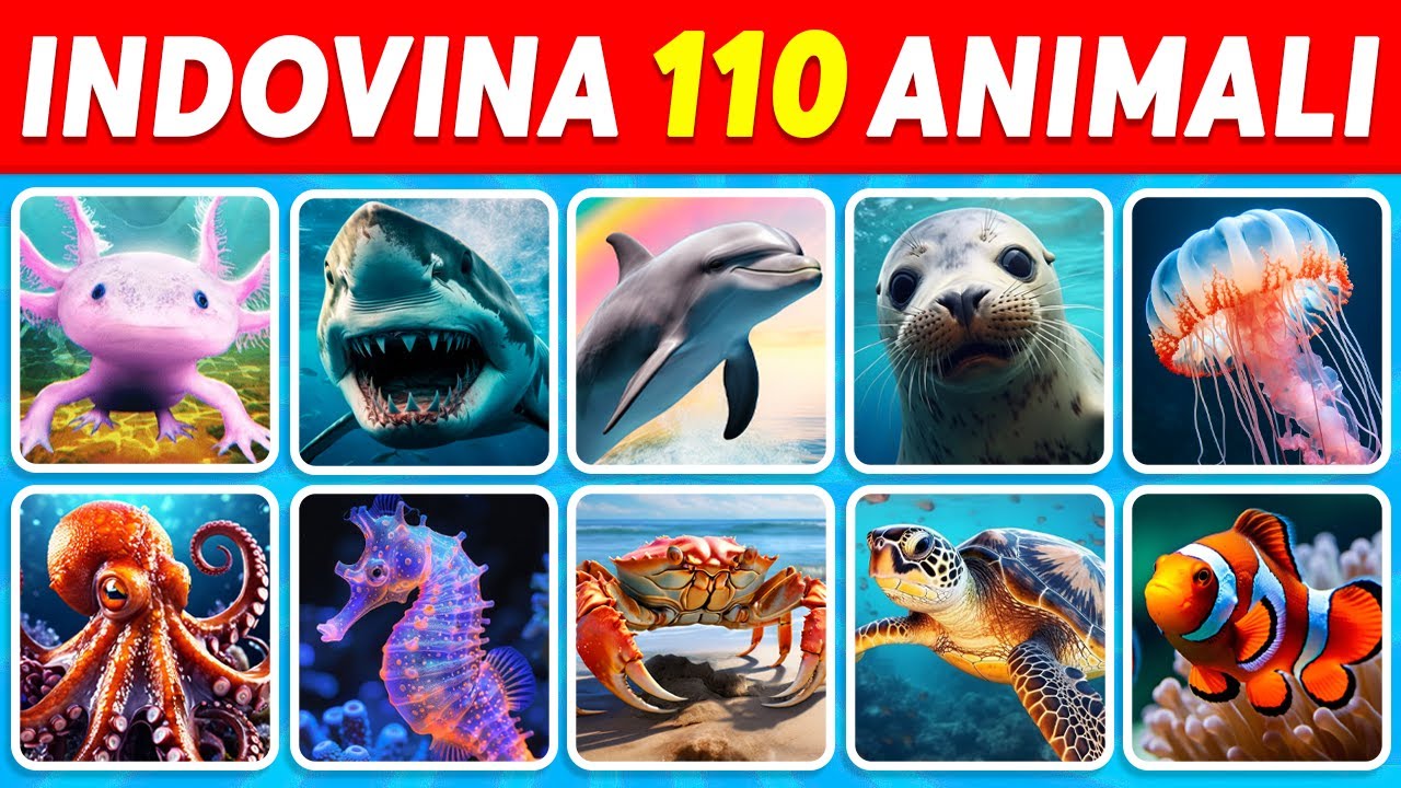 🌊 Indovina 110 ANIMALI MARINI in 3 secondi 🦑🐳 FACILE a IMPOSSIBILE