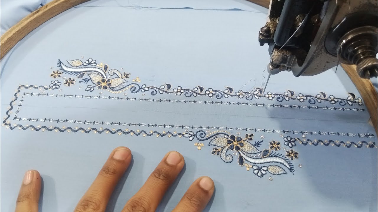 कढ़ाई gents kameez Embroidery Machini Design 👕 how to gents shirt Embroidery Design 💕