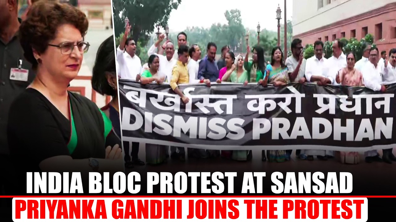 LIVE: INDIA Bloc Protests at Parliament, Demands Dharmendra Pradhan's Resignation I CJP Protest