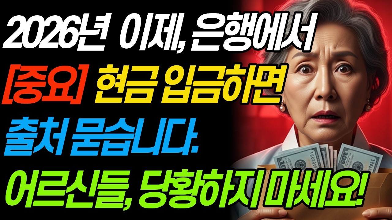2026년, 은행에서 현금 입금하면 내 돈이라도 출처 묻습니다. 절대  당황하지 마세요! ㅣ 노후 정보 ㅣ 세금 관리 ㅣ 자녀 증여
