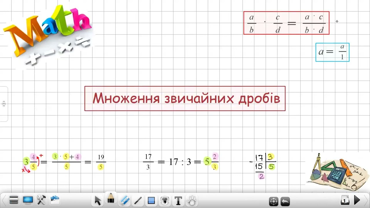 Множення звичайних дробів(6клас)