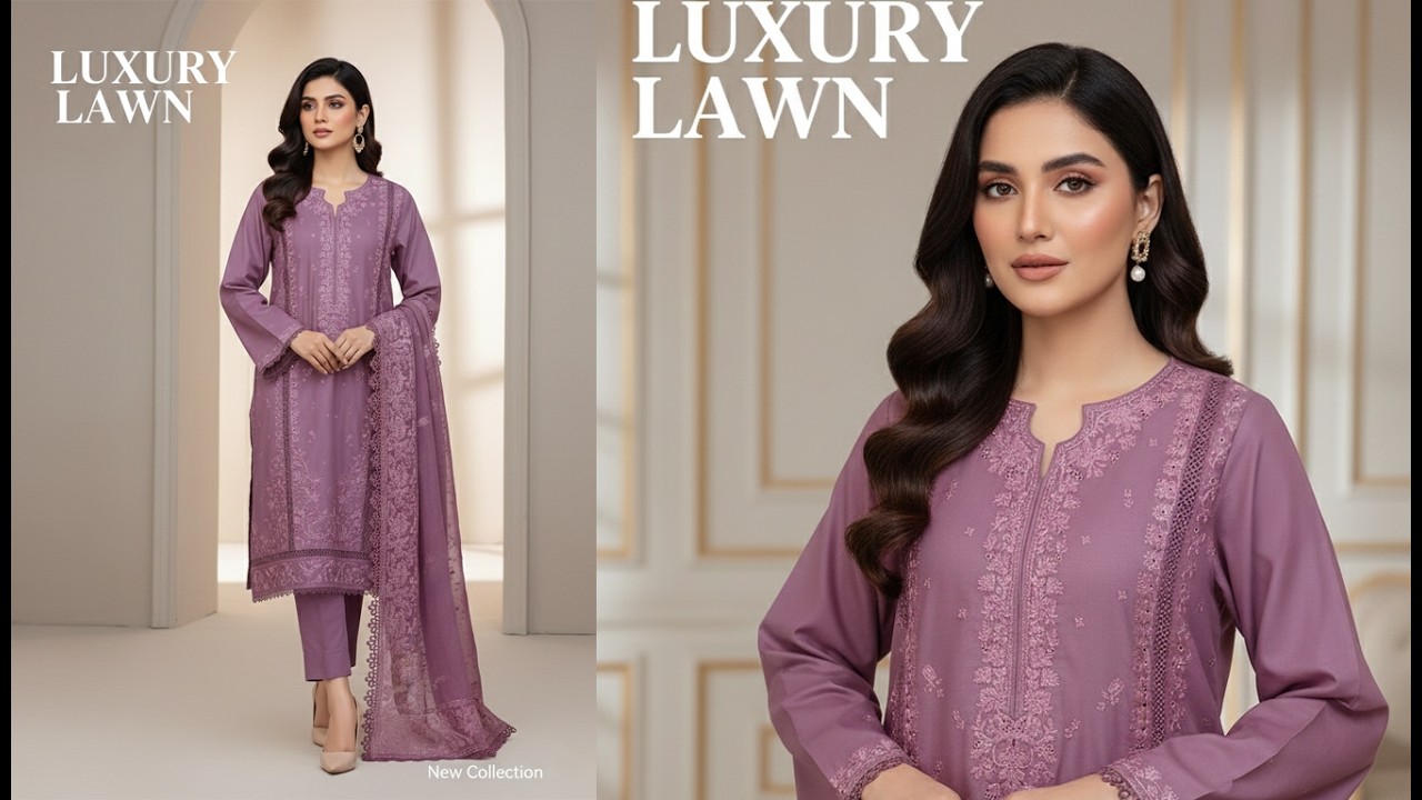 Elegant Mauve Embroidered Dress with Palazzo Trouser ✨ | Trending Pakistani Summer Outfit 2026