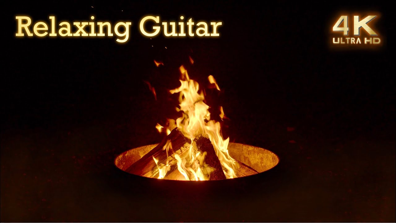 4K Campfire & Relaxing Ambient Guitar Music