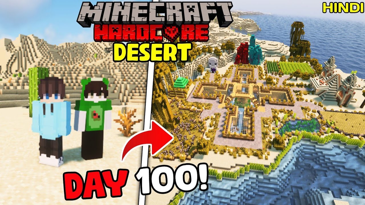 We Survived 100 Days in DESERT ONLY World in Minecraft Hardcore...