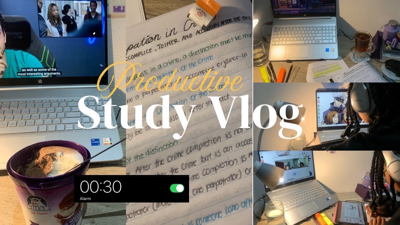 Midnight Law Study Vlog 📚| studying for test📑, food, ice cream🍧and more 