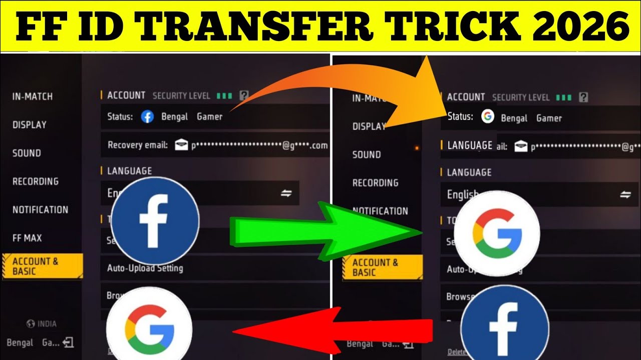 How To Transfer Free Fire Facebook Account To Google Account | free fire account transfer Trick 2026