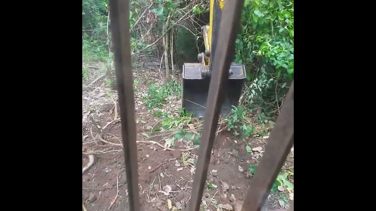 limpeza de Beira de cercar com escavadeira hidráulica