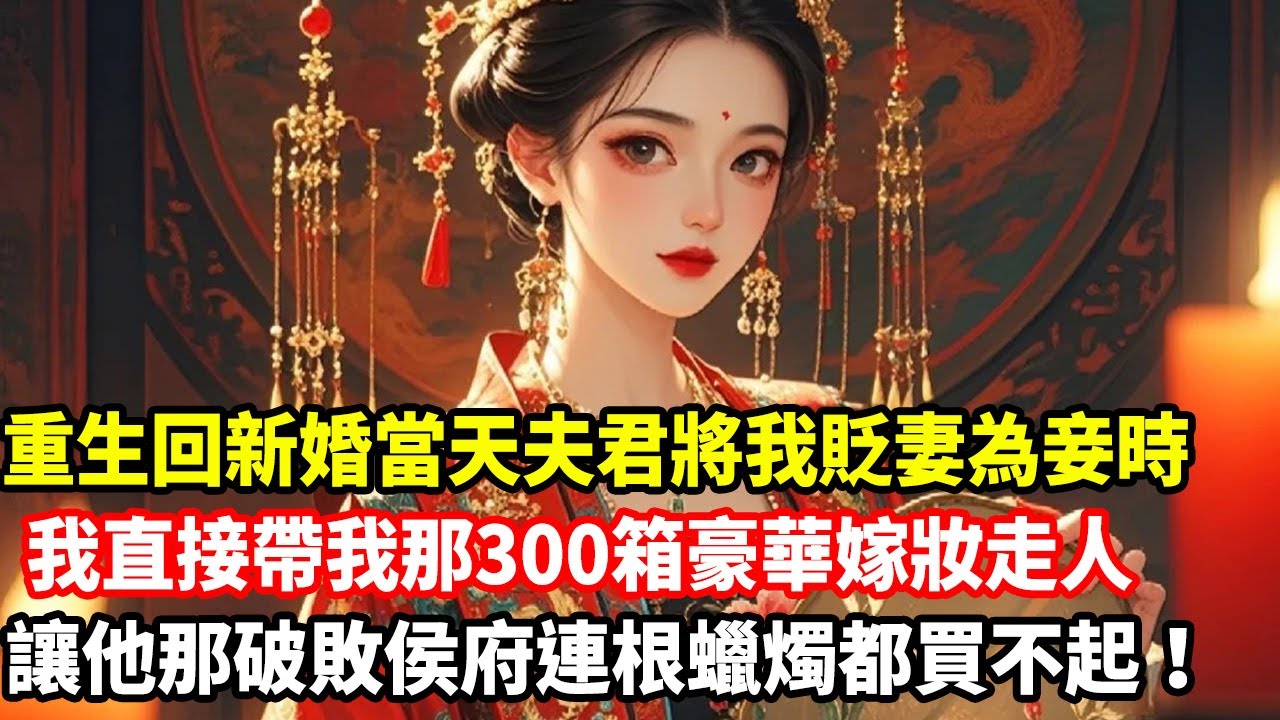 重生回新婚當天夫君將我貶妻為妾時，我直接帶我那300箱豪華嫁妝走人，讓他那破敗侯府連根蠟燭都買不起！