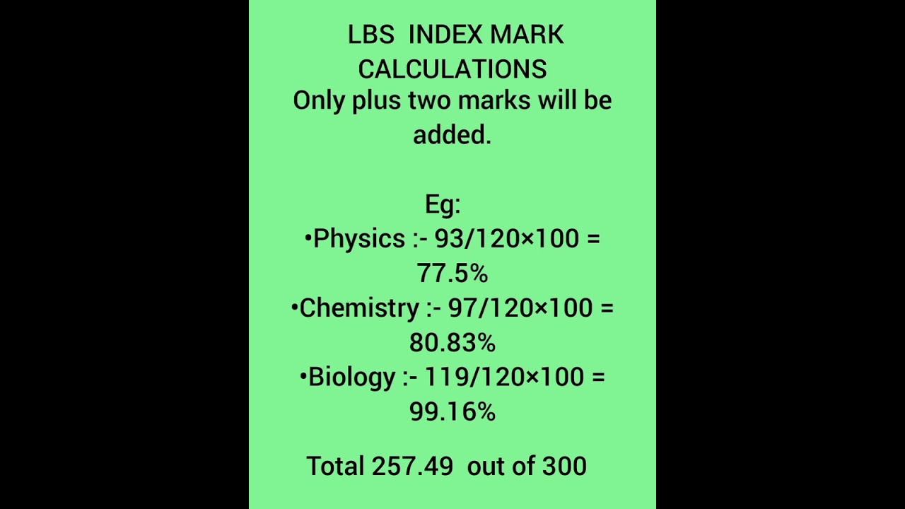 LBS 2024 || Index mark calculation || index മാർക്ക്&zwnj; എങ്ങനെ നോക്കാം??