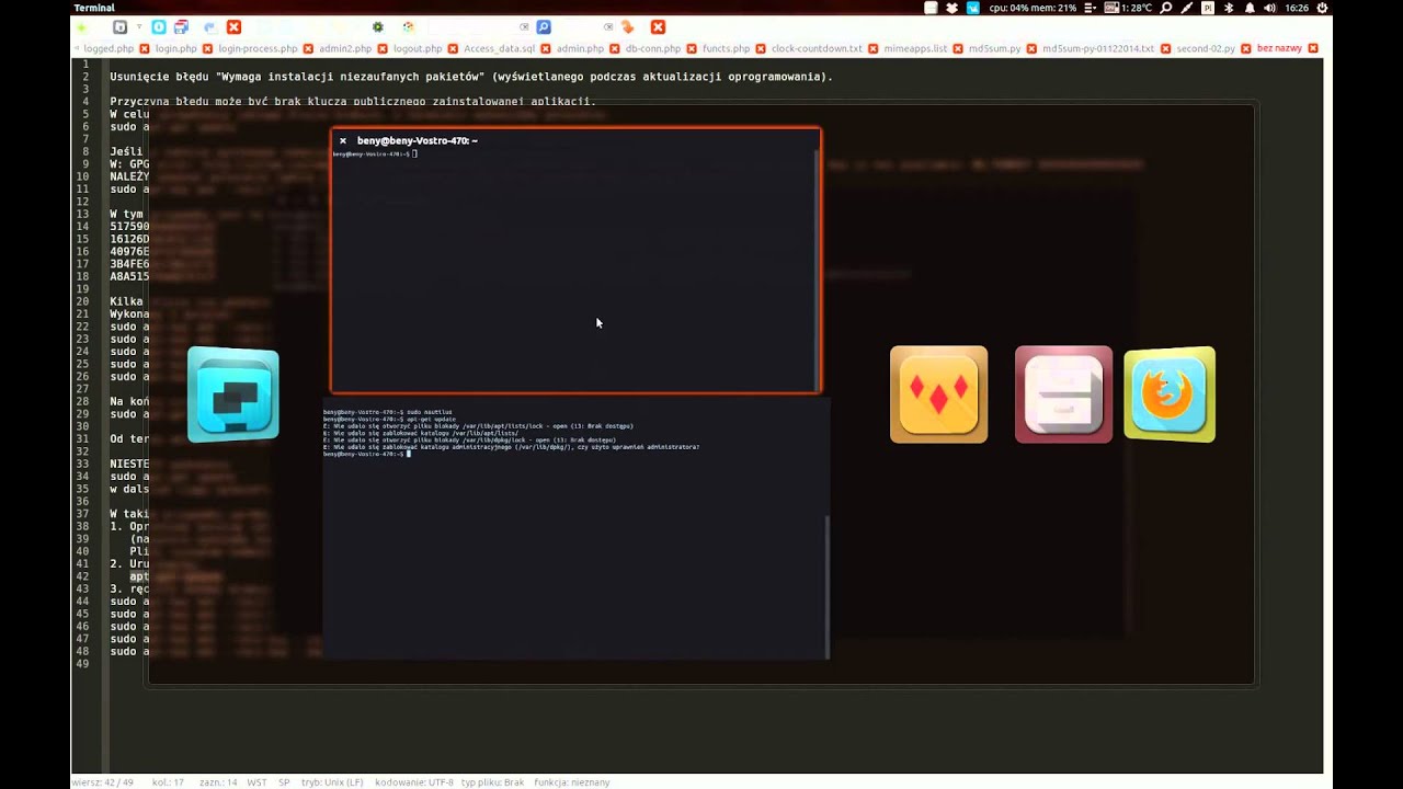 Ubuntu 14.04. Usunięcie błędu 