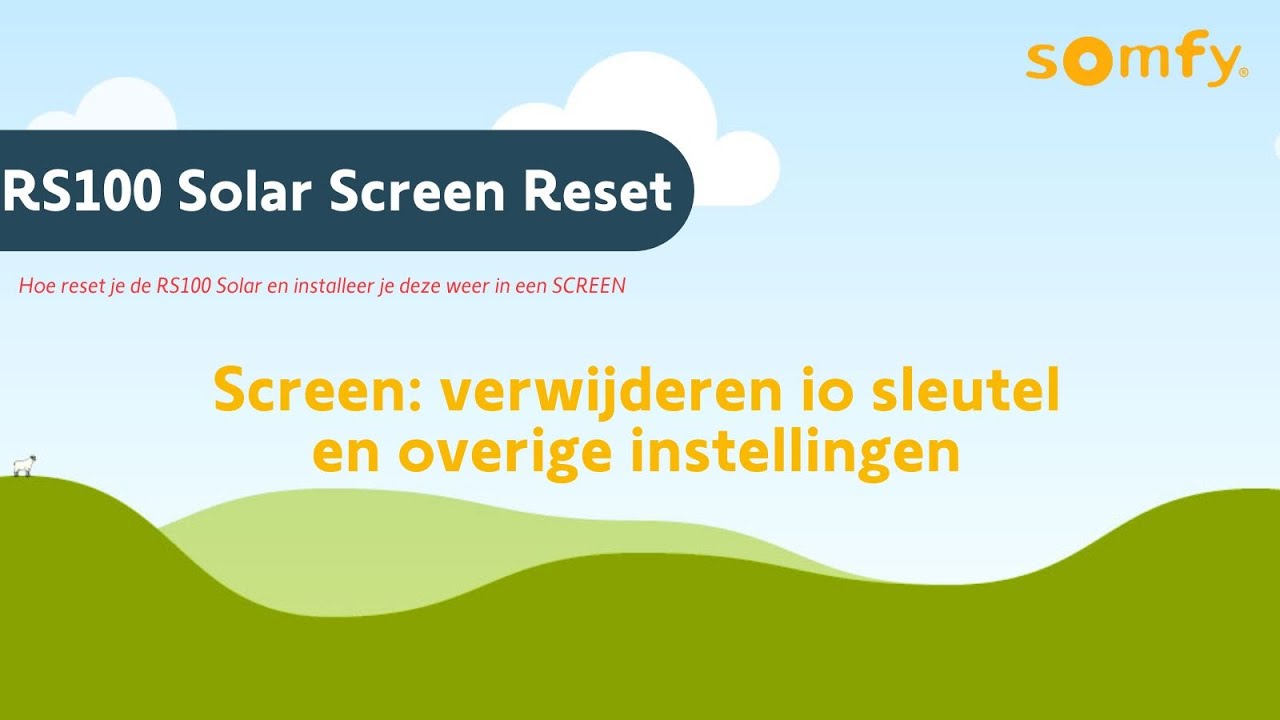 RS100 Solar resetten in Screen
