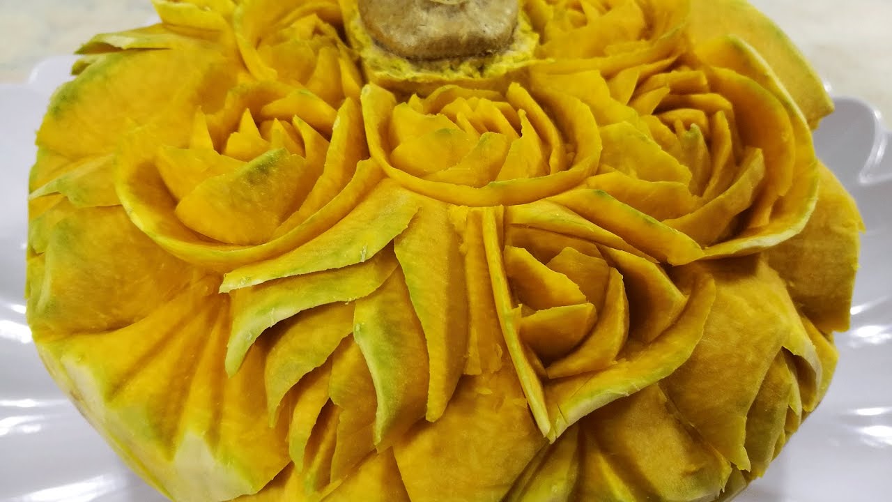 Carving  Pumpkin Rose - Vegetable garnish design flower