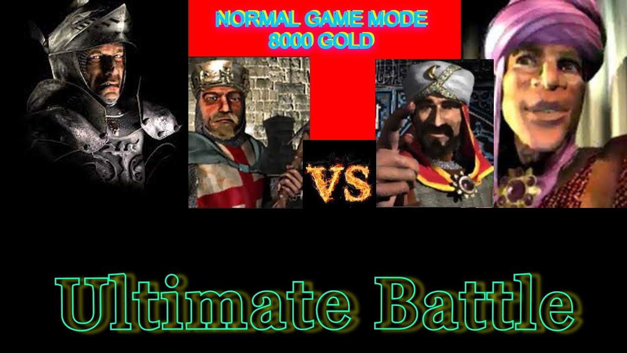 Emir & Saladin vs Wolf & Lionheart | 2 vs 2 fight | Stronghold Crusader HD | Normal Game mode