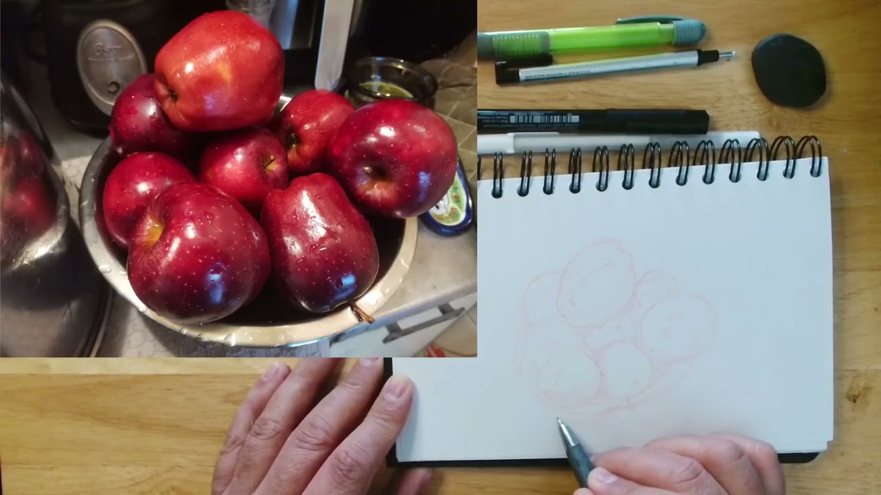Let's Draw Together 05: Apple Bowl. Lo Fi jams, drawing, company, background music,