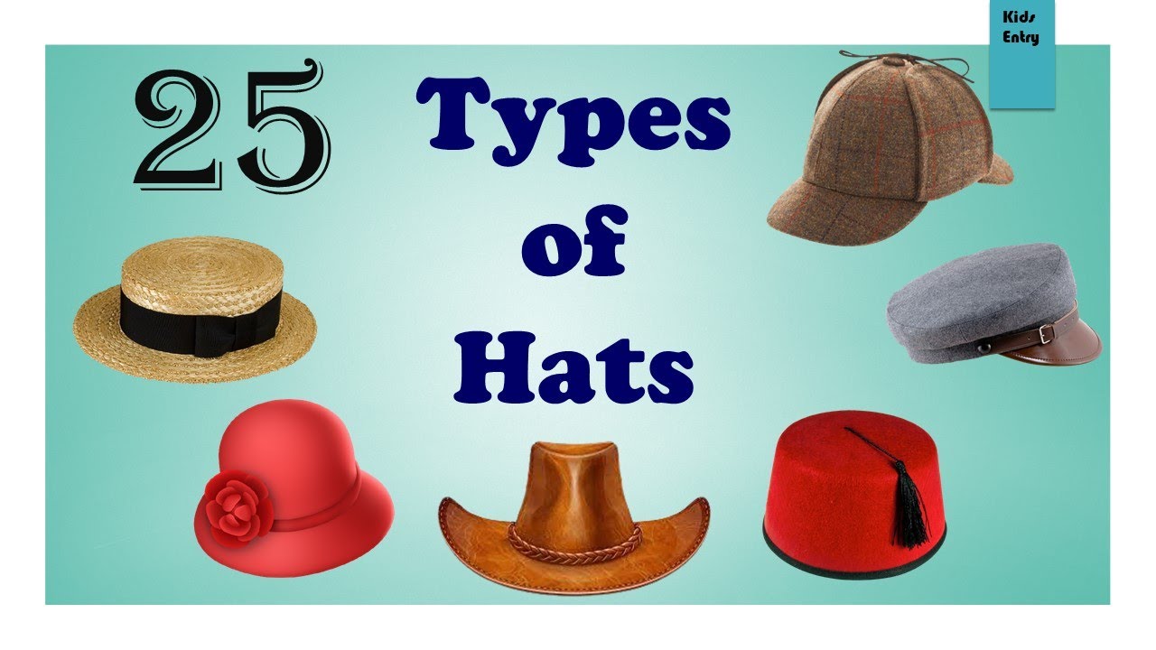 25 Different Types of Hats | Stylish Hats with Pictures | Hat Vocabulary |Hats Names - Kids Entry