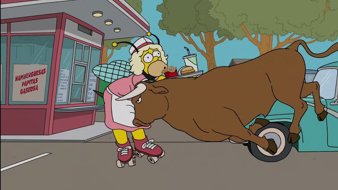 The Simpsons: Homer working as a Stunt double.