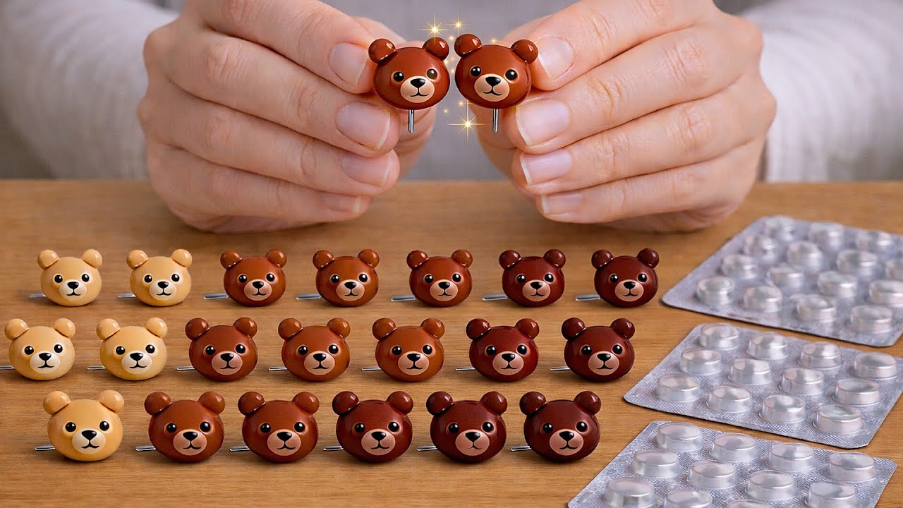 I made 30 pairs of teddy bear earrings from pill packaging and sold them all🐻