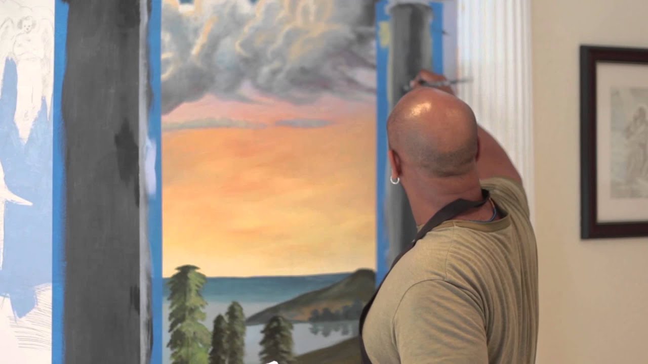 S. Ross Browne painting mural for hospice room part 1