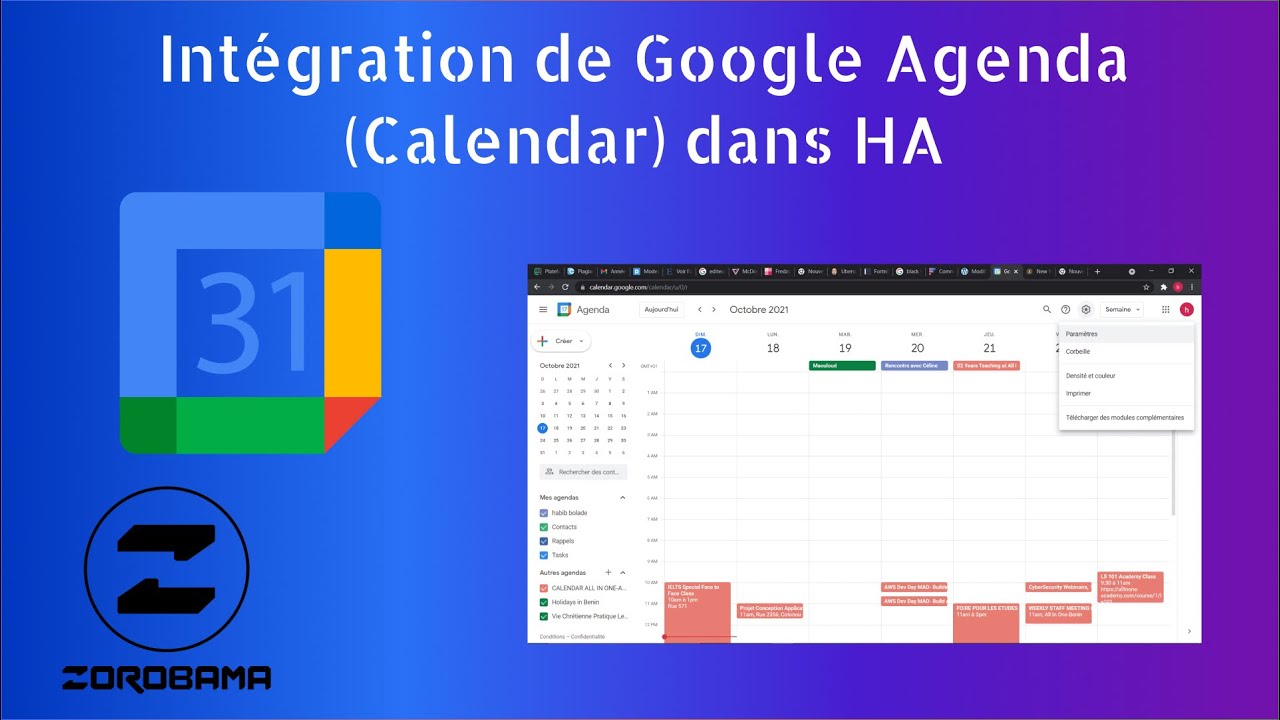 Intégration de Google Agenda (Calendar) dans HA!! #24 (Domotique)