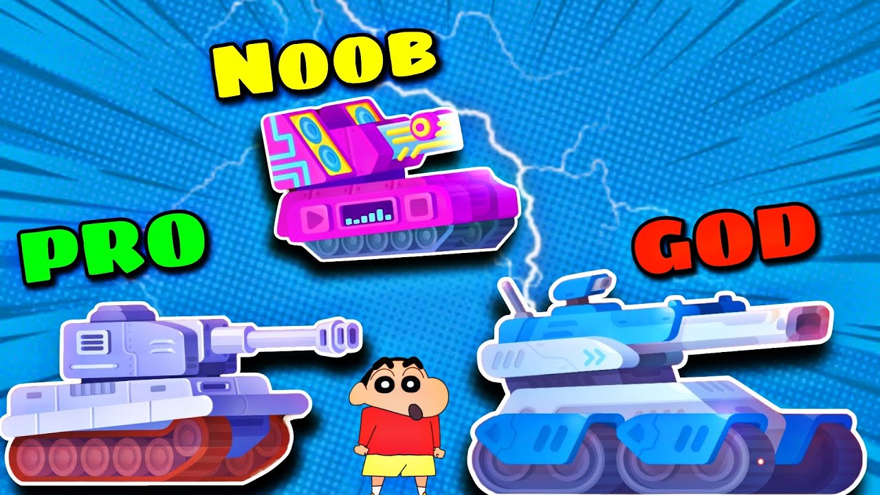 SHINCHAN USING A PRO TANK TO DEFEAT CHOP ! | NOOB vs PRO vs GOD in Tank Stars | IamBolt Gaming