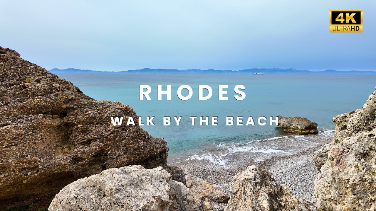 Relaxing Beach Walk in Rhodes, Greece 🇬🇷 [4K]