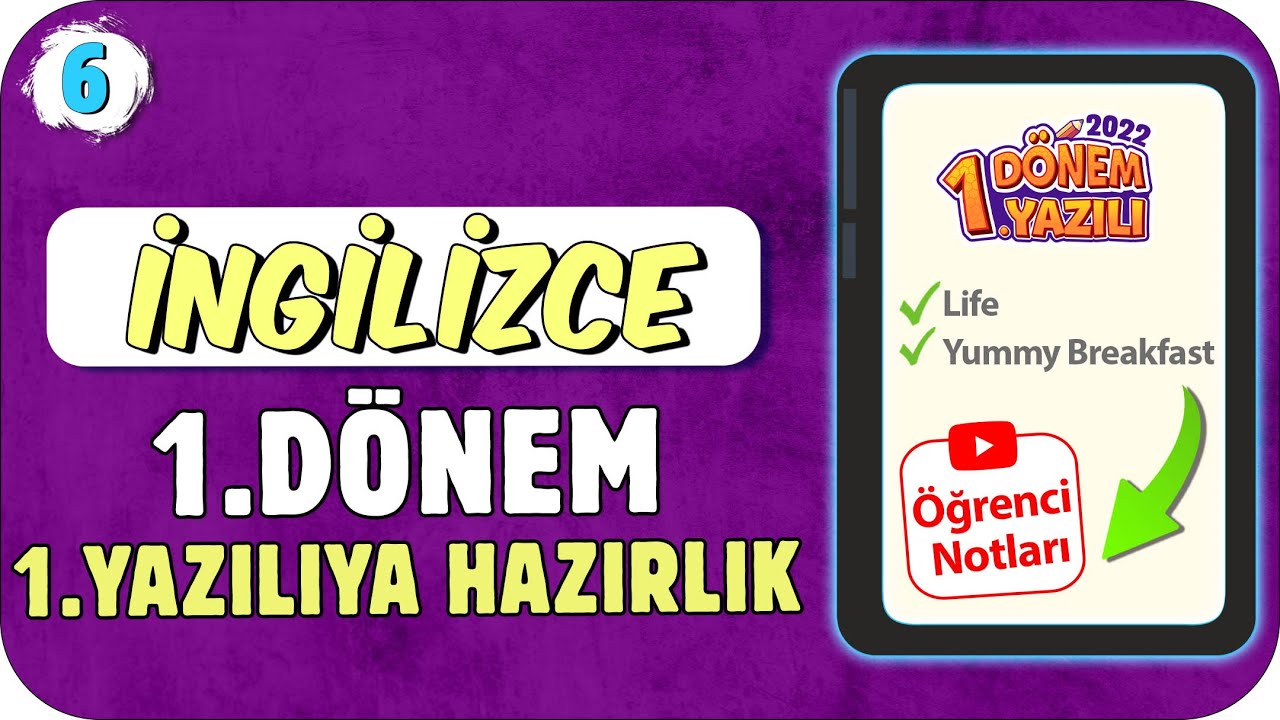 6.Sınıf İngilizce 1.Dönem 1.Yazılıya Hazırlık 📝 #2023