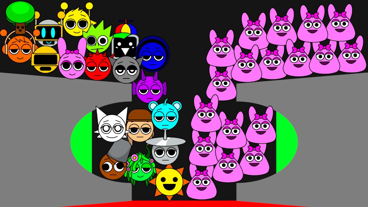 20 Sprunki VS 1 POU BOU PINKI Marble Race in Algodoo - Who Will Win ?